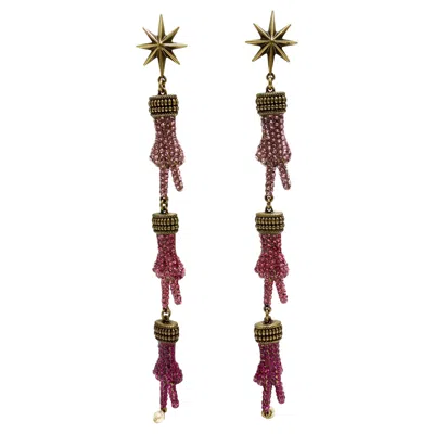 Pre-owned Gucci Peace Hand Drop Earring In Multi