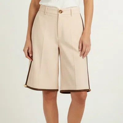 Pre-owned Gucci Peach Wool Blend Belted Knee Length Shorts S In Pink