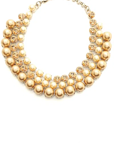 Gucci Pearl And Rhinestone Choker In Gold