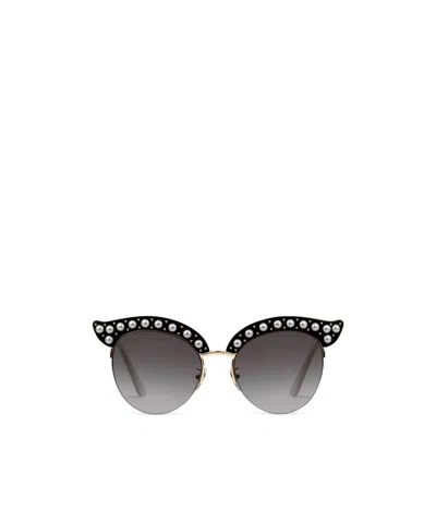 Gucci Pearl Cat's Eye Sunglasses In Black