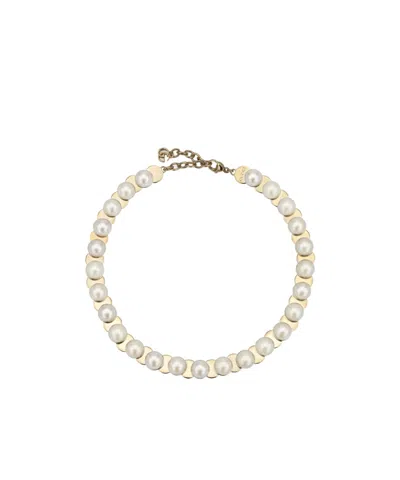 Gucci Pearl Collar Necklace In Light Gold