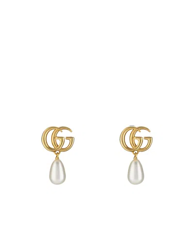 Gucci Gold And Pearl Brass Earrings