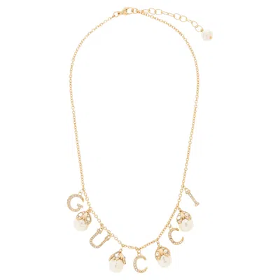 Pre-owned Gucci Pearl Embellished Necklace In Multi