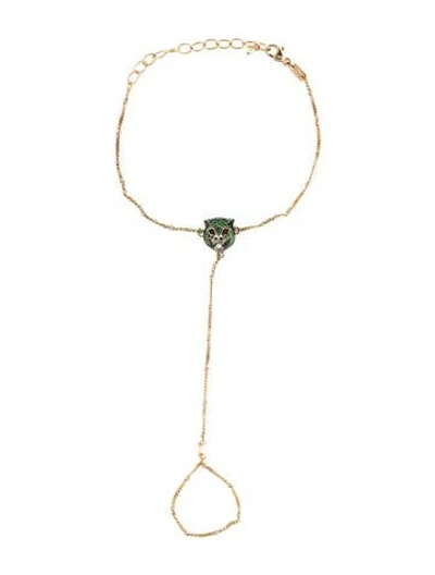 Pre-owned Gucci Pearl, Garnet & Tsavorite Garnet Le Marché Des Merveilles Hand Bracelet, 8" In Multi