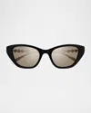 Gucci Pearls And Strass 50mm Acetate Cat-eye Sunglasses In Black