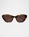 Gucci Pearls And Strass 50mm Acetate Cat-eye Sunglasses In Brown