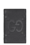 Gucci Jumbo Black Leather Card Holder For Men In Black