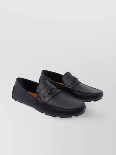 Gucci Pebbled Leather Driver Loafers With Rubber Sole
