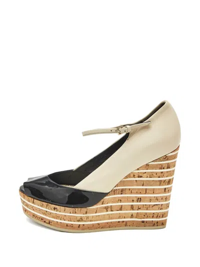 Pre-owned Gucci Peep-toe Platform Pumps In Neutral