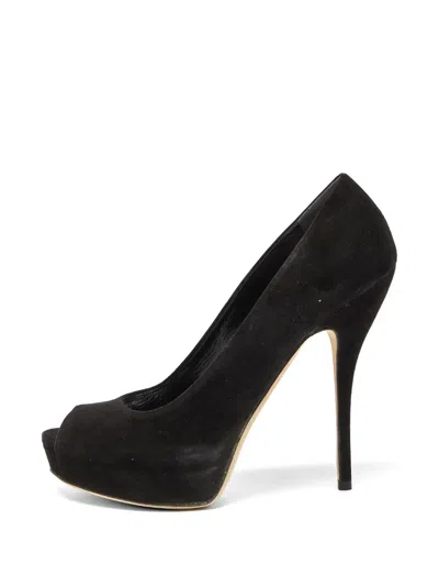 Pre-owned Gucci Peep-toe Platform Pumps In Black