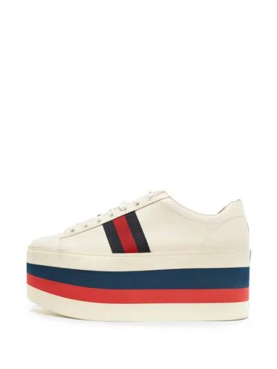 Pre-owned Gucci Peggy Web Sneakers In Neutral