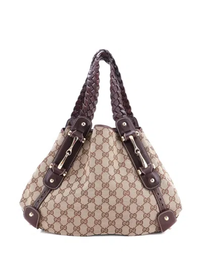 Pre-owned Gucci Pelham Gg Canvas Large Shoulder Bag In Neutral