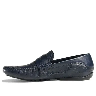 Gucci Penny Slip On Loafers 'navy Blue Leather'