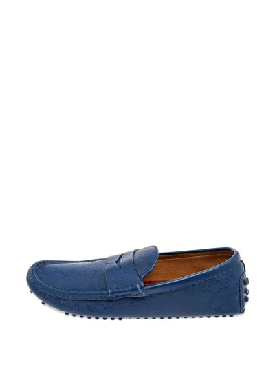 Pre-owned Gucci Penny Strap Loafers In Blue