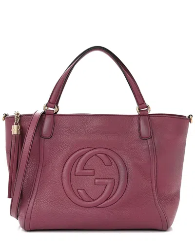 Gucci Peonia Calfskin Leather Small Soho Top Handle Bag (authentic Pre-loved)