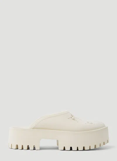 Gucci Perforated G Platform Mules In White