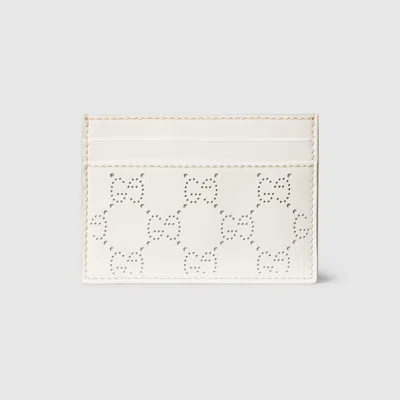 Gucci Perforated Gg Card Case In White