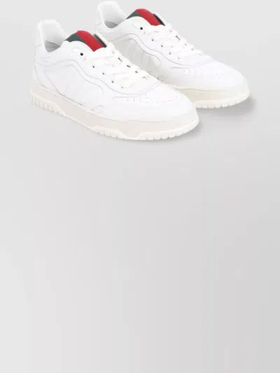 GUCCI PERFORATED LEATHER ROUND TOE SNEAKERS