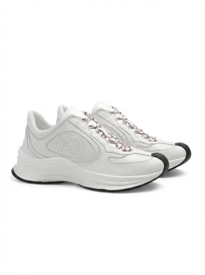 Gucci Perforated-logo Lace-up Sneakers In White
