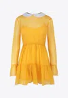 Gucci Peter Pan Collar Chiffon Mini Dress In Yellow