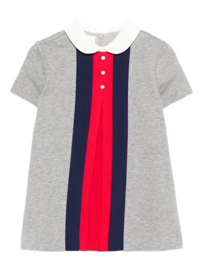 Gucci Babies' Peter-pan Collar Panelled Casual Dress In Blue