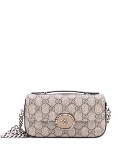 Pre-owned Gucci Petite Gg Flap Gg Coated Canvas Mini Shoulder Bag In Gray
