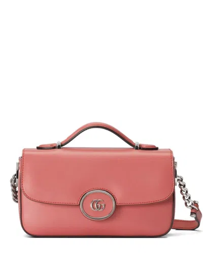 Gucci Petite Gg Mini Leather Shoulder Bag In Pink