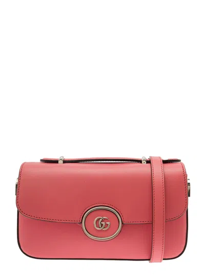Gucci 'petite Gg' Mini Pink Shoulder Bag With Double G Detail In Leather Woman