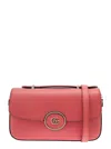 Gucci Petite Gg Mini Pink Shoulder Bag With Double G Detail In Leather Woman In Pink