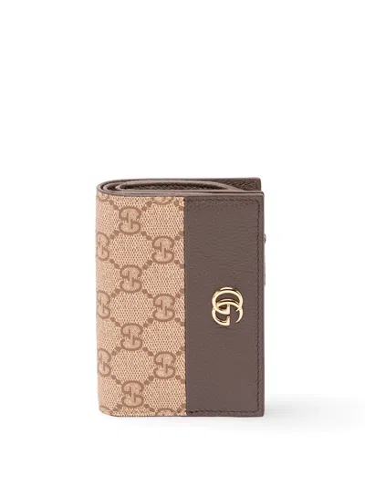 Gucci `petite Marmont` Cardcase In Brown