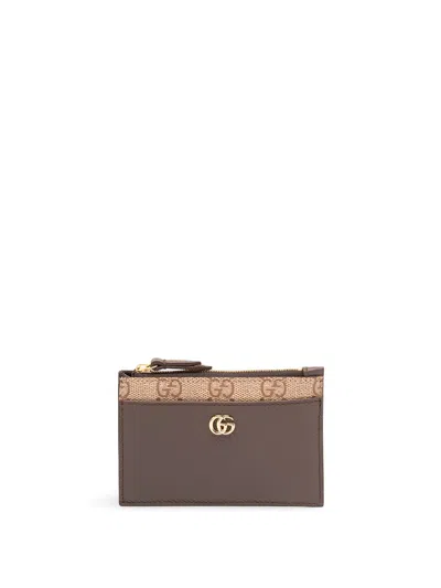 Gucci `petite Marmont` Cardcase In Brown