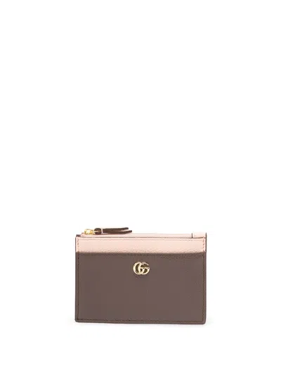 Gucci `petite Marmont` Cardcase In Brown