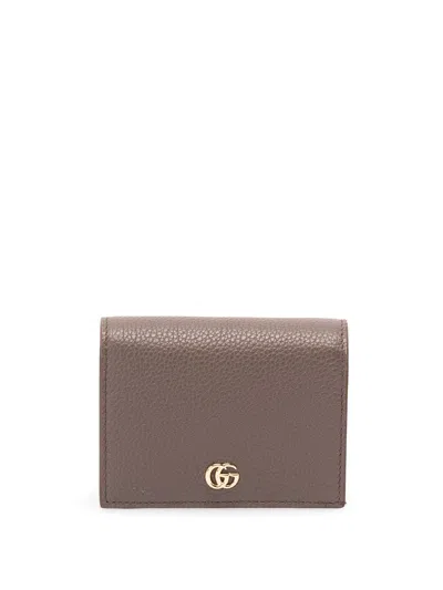 Gucci `petite Marmont` Wallet In Brown