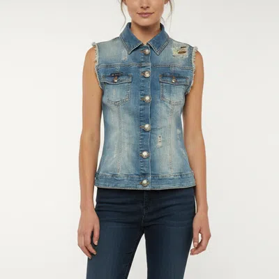 Pre-owned Gucci Phillip Plein Blue Denim Sleeveless Patchwork Vest M