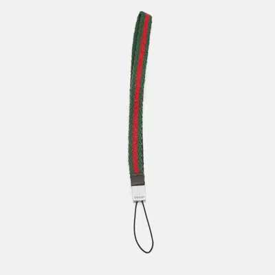 Pre-owned Gucci Phone Strap Green/red Web Canvas