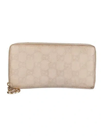 Pre-owned Gucci Pierce Gg Signature Continental Wallet In White
