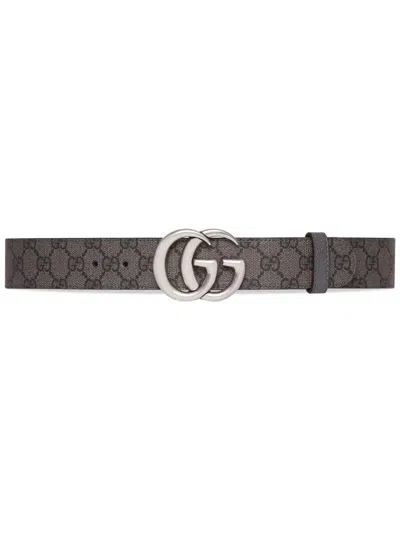 Gucci Pig Print Belt In Grey And Black For Men
