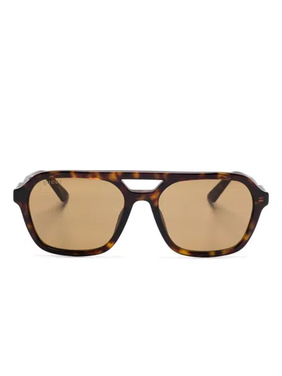 Gucci Pilot-frame Sunglasses In 褐色
