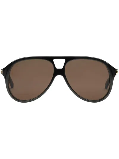Gucci Aviator Frame Sunglasses In Schwarz