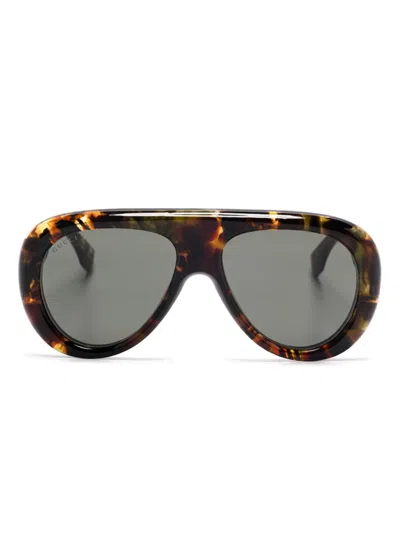 Gucci Tortoiseshell Navigator-frame Sunglasses In Multi