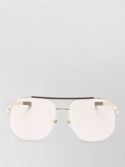 Gucci Pilot Frame Sunglasses Tinted Lenses Top Bar In White