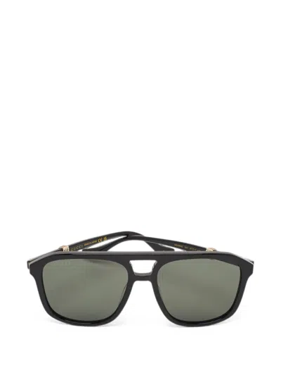 Pre-owned Gucci Pilot Sunglasses In Black