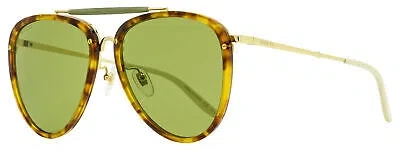 Pre-owned Gucci Pilot Sunglasses Gg0672s 003 Gold/havana 58mm 672 In Green