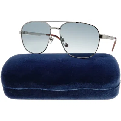 Pre-owned Gucci Pilot Sunglasses Gg1223s 004 Gg 1223/s Silver/blue Lens Authentic Mens In Green
