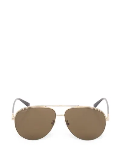 Pre-owned Gucci Pilot Sunglasses In Gold