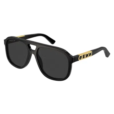 Pre-owned Gucci Pilot Sunglasses In Black (gg1188s/001/58)