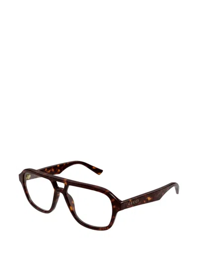 Gucci Pilot-frame Glasses In Brown