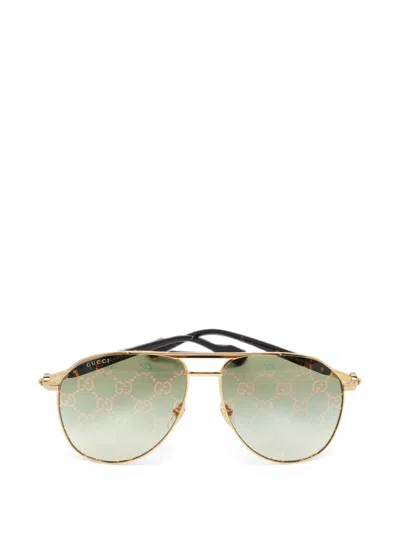 Pre-owned Gucci Pilot-frame Sunglasses In Black