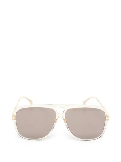Pre-owned Gucci Pilot-frame Sunglasses In White