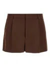 Gucci Tailored Wool Shorts With Pockets And Pleats In Brown